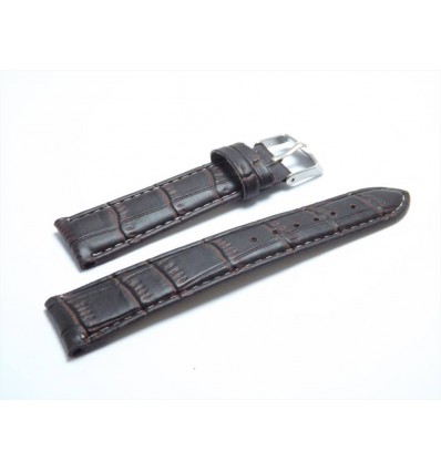 Cinturino Marrone in Pelle con Stampa Coccodrillo, Ansa 20 mm